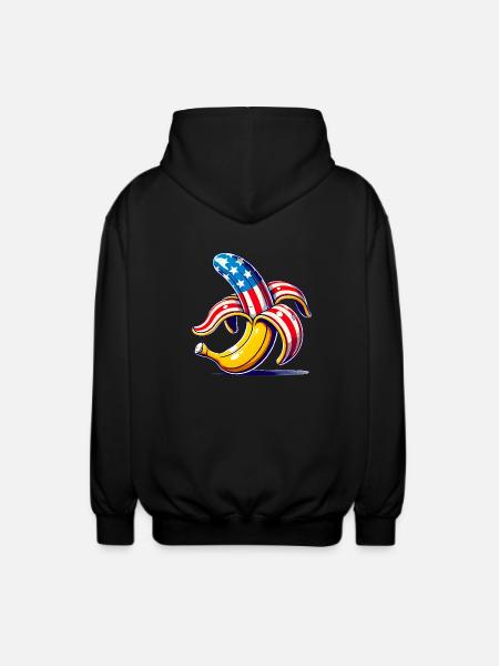 Patriotic Banana PopArt Design - Unisex Hooded Jacket - black