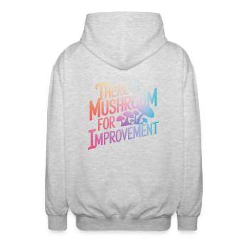 Pilz Pilze Funghi Champignon - Unisex Kapuzenjacke - Hellgrau meliert - Hinten - AI Model Male 185 light (185cm)