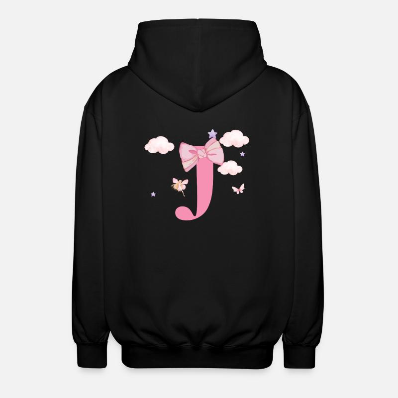 Letter j Pink Clouds - Unisex Hooded Jacket - black