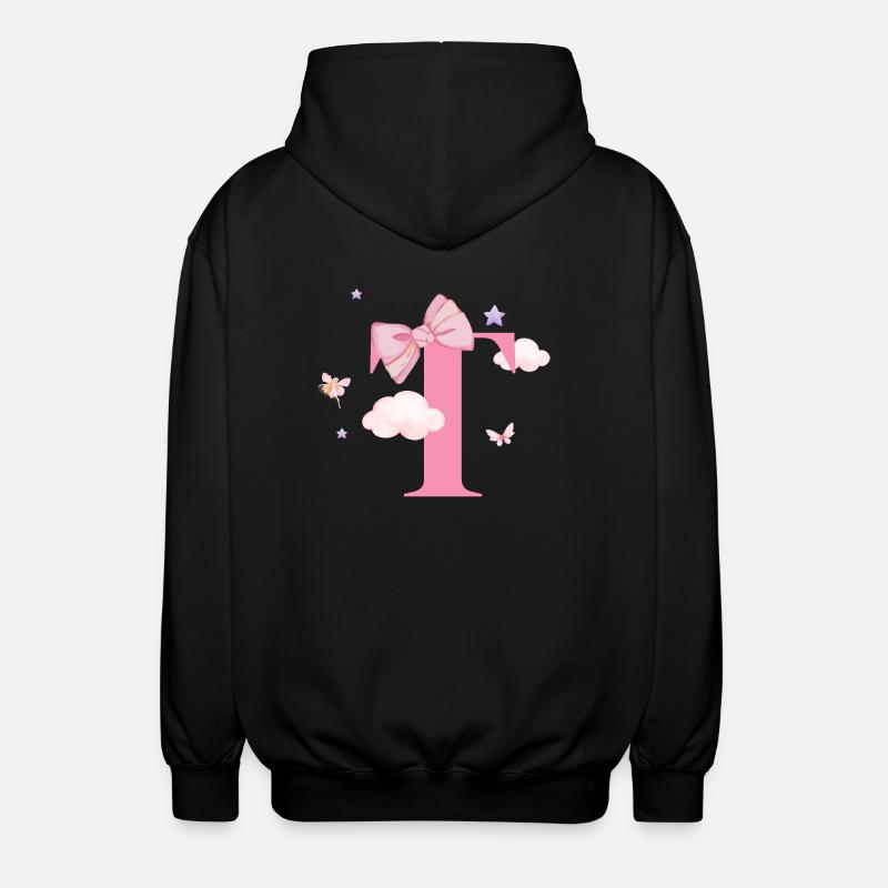 Letter t Pink Clouds - Unisex Hooded Jacket - black