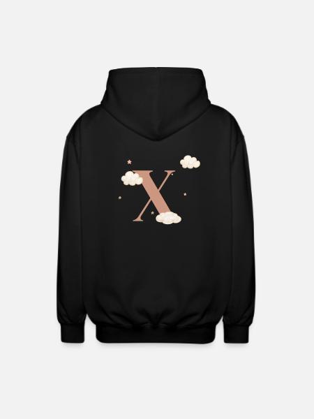 Letter x clouds stars - Unisex Hooded Jacket - black