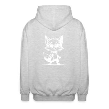 Kinder Fuchs Skizze Bleistift Zeichnung - Unisex Kapuzenjacke - Hellgrau meliert - Hinten - AI Model Male 185 light (185cm)