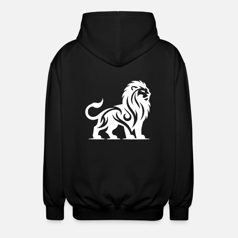 Tribal lion with wild mane - Unisex Hooded Jacket - black