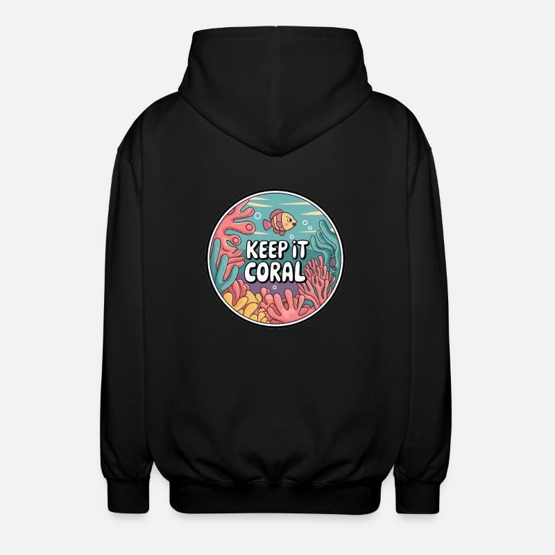 Keep It Coral – Saving Coral Reef, Marine Conservation - Unisex Hooded Jacket - black
