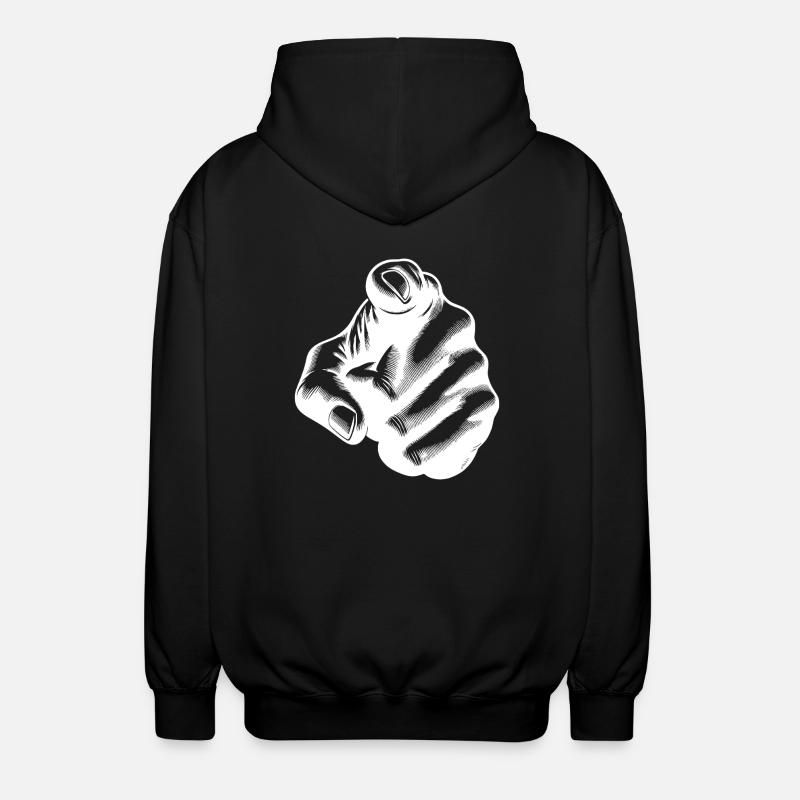Blickfang Zeigefinger als Handgeste - Unisex Kapuzenjacke - Schwarz
