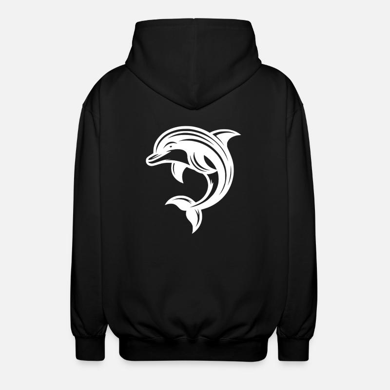 Cute Tattoo Dolphin - Unisex Hooded Jacket - black