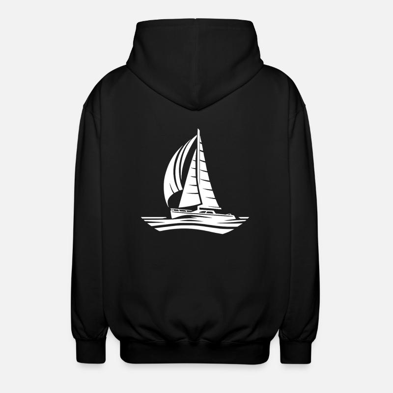 Sailboat with calm waves - Unisex Hooded Jacket - black
