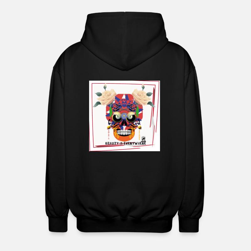 Crâne Blanc 3 - Veste à capuche unisexe - noir