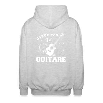 Je Peux Pas J ai Guitare - Veste à capuche unisexe - gris clair chiné - Dos - AI Model Male 185 light (185cm)