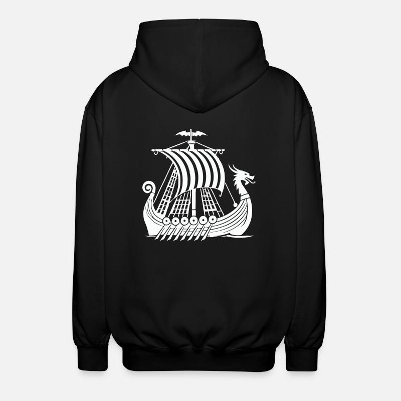 wikinger schiff - Unisex Kapuzenjacke - Schwarz