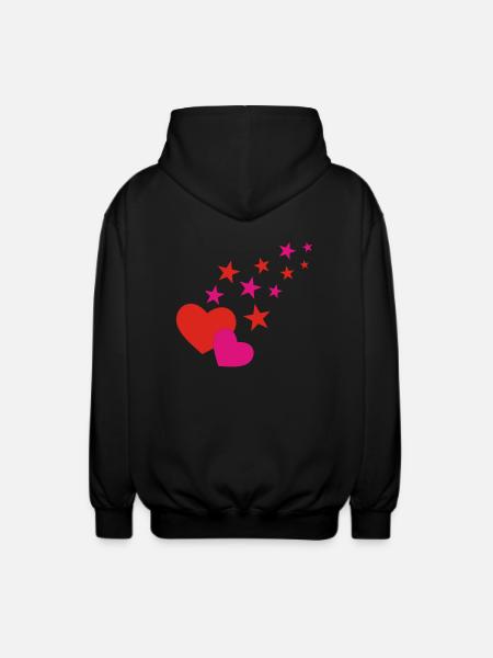 Herzen und Sterne - Unisex Kapuzenjacke - Schwarz