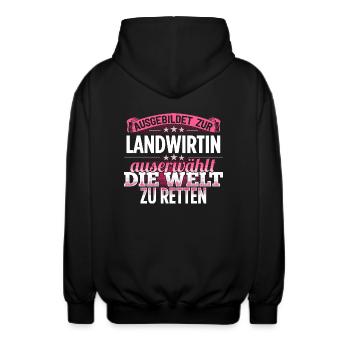 LANDWIRTIN - Die Auserwählte - Unisex Kapuzenjacke - Schwarz - Hinten - AI Model Male 185 light (185cm)