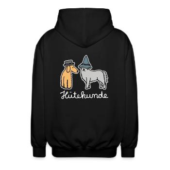 Hütehunde Hunde mit Hut Huetehund - Unisex Kapuzenjacke - Schwarz - Hinten - AI Model Male 185 light (185cm)