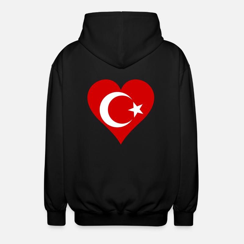 Drapeau turc comme coeur - Veste à capuche unisexe - noir