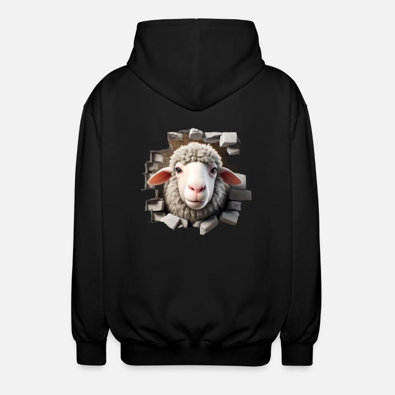 Schaf Kopf im Loch 2 - Unisex Kapuzenjacke - Schwarz