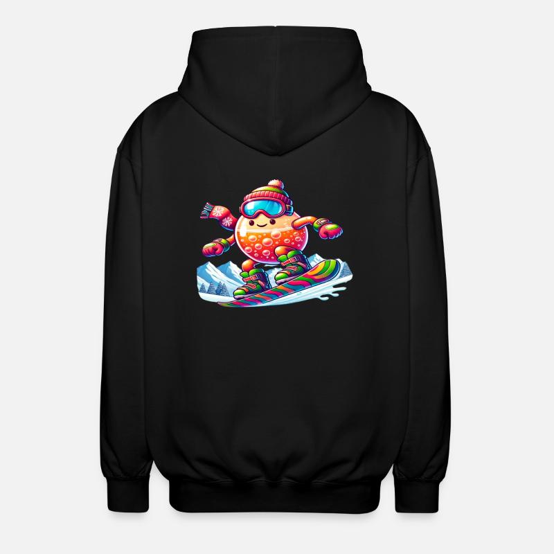 "Sprudelnder Snowboarder" - Unisex Kapuzenjacke - Schwarz