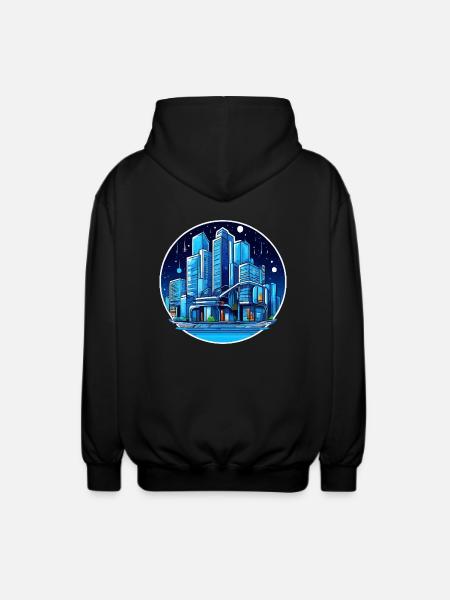 City Night Sky - Unisex Hooded Jacket - black
