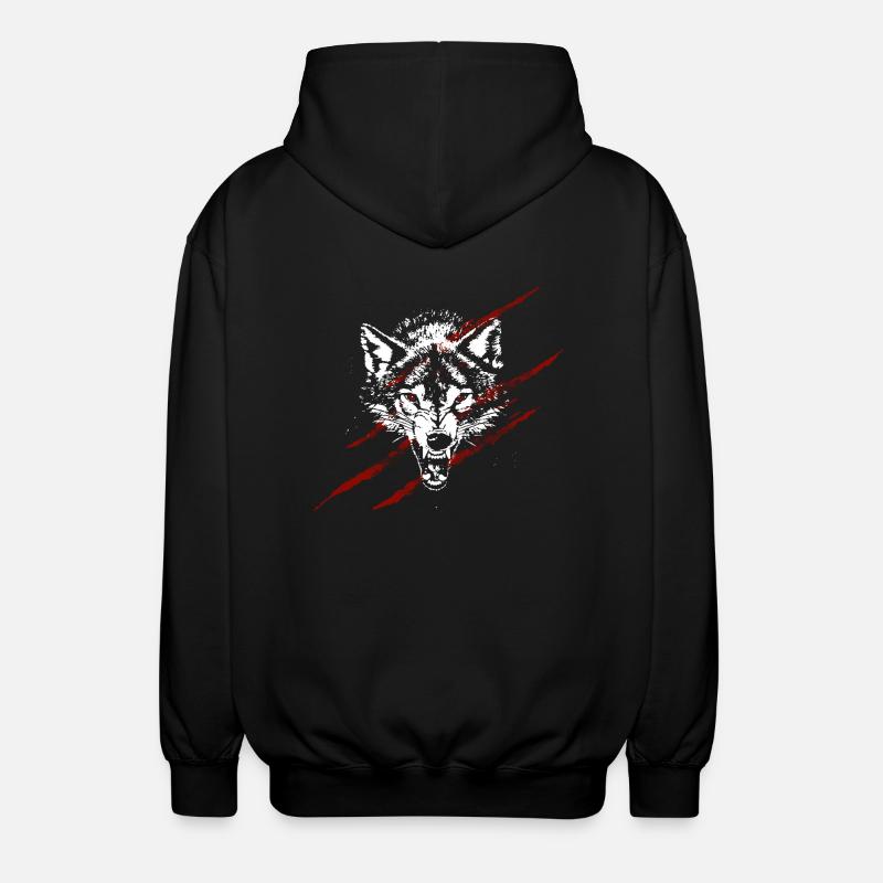 Angry wolf - Unisex Kapuzenjacke - Schwarz