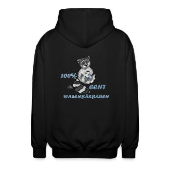 Waschbärbauch - Unisex Kapuzenjacke - Schwarz - Hinten - AI Model Male 185 light (185cm)