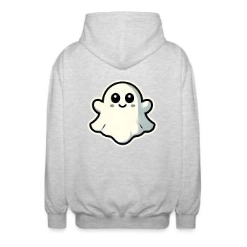 Gespenst niedlich - Unisex Kapuzenjacke - Hellgrau meliert - Hinten - AI Model Male 185 light (185cm)