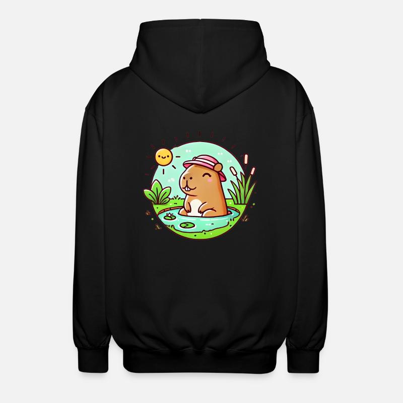 Chill Capybara au soleil Illustration - Veste à capuche unisexe - noir