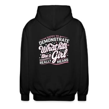 Strength and self-confidence in karate - Unisex Hooded Jacket - black - Back - AI Model Male 185 light (185cm)