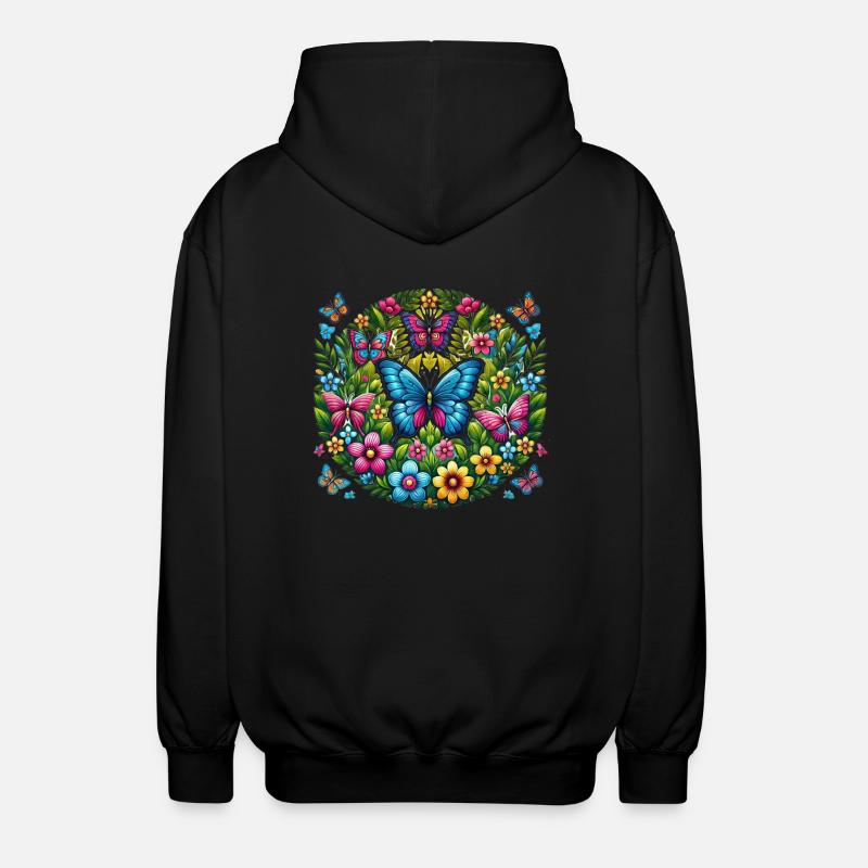 Schmetterlinge 2 - Unisex Kapuzenjacke - Schwarz