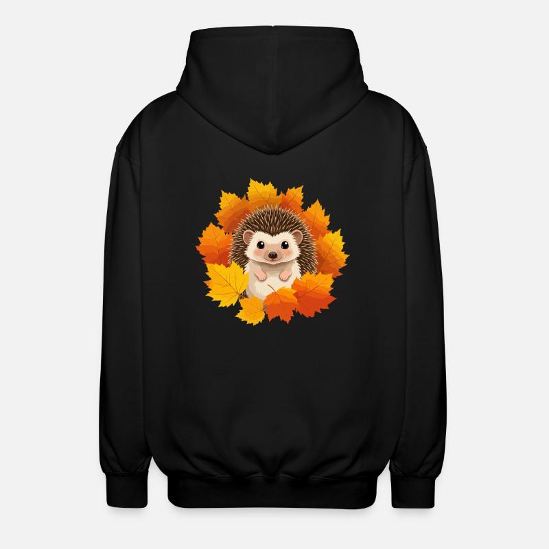 Hérisson et feuilles - Veste à capuche unisexe - noir
