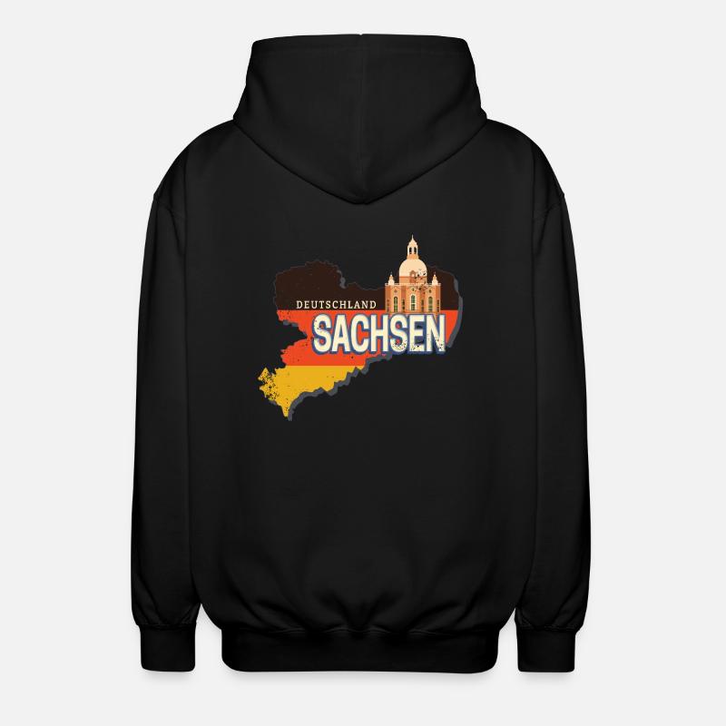 Saxony Germany Retro State Map - Unisex Hooded Jacket - black