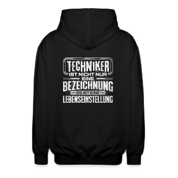 TECHNIKER - Leben - Unisex Kapuzenjacke - Schwarz - Hinten - AI Model Male 185 light (185cm)