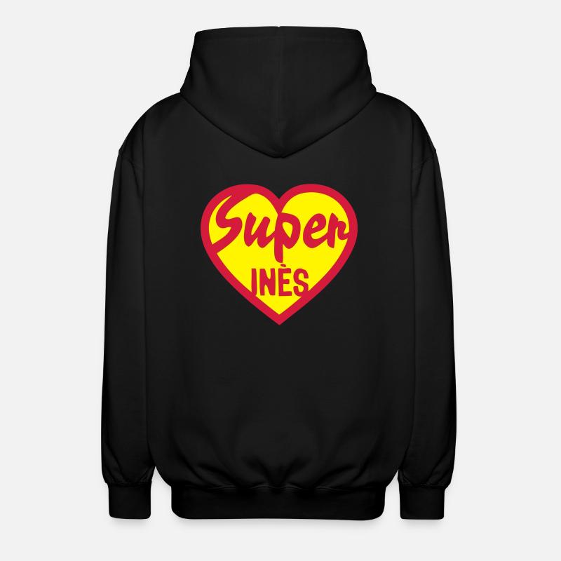 Herz Herz Super ines - Unisex Kapuzenjacke - Schwarz