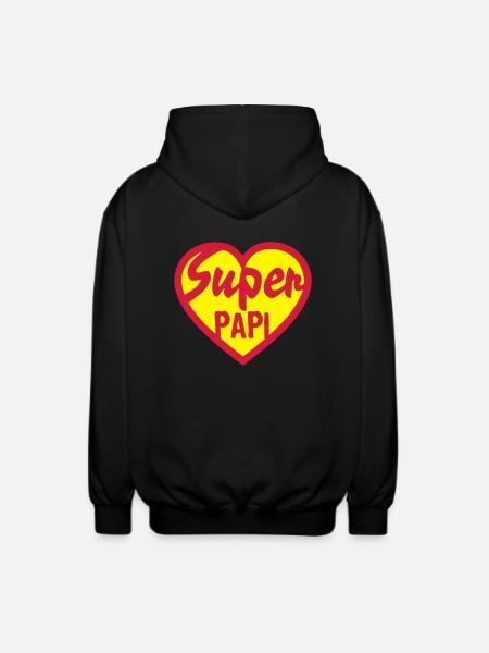 coeur heart super papi - Veste à capuche unisexe - noir