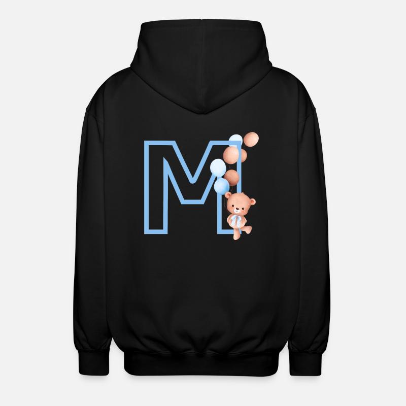 Buchstabe M Blauer Bär - Unisex Kapuzenjacke - Schwarz
