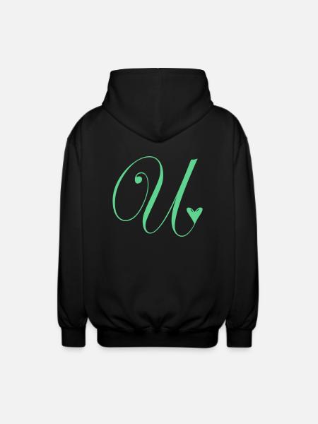 Monogram U Heart Vine - Unisex Hooded Jacket - black