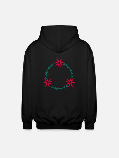 Weihnachtskranz aus Weihnachtsstern - Unisex Kapuzenjacke - Schwarz