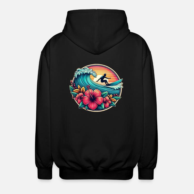 Logo du surfeur 2 - Veste à capuche unisexe - noir