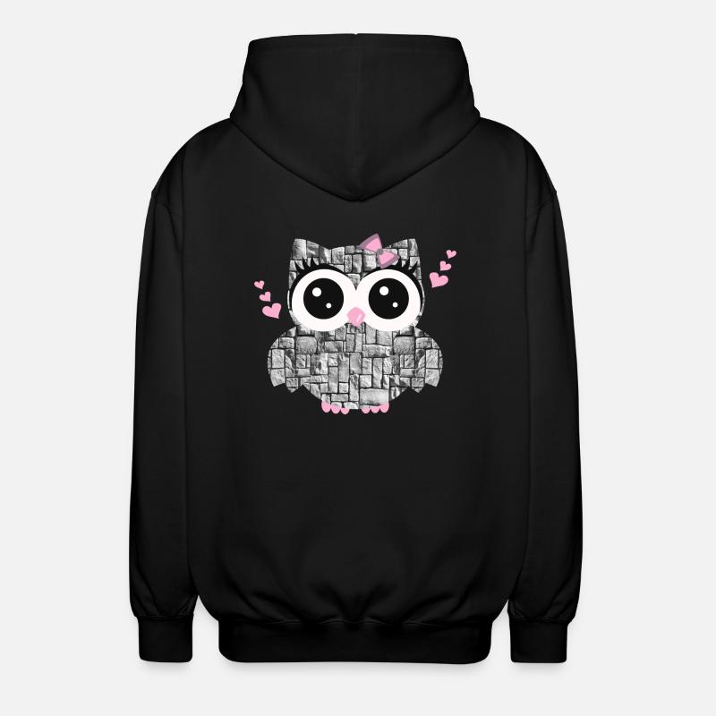 Eule_Stein - Unisex Kapuzenjacke - Schwarz