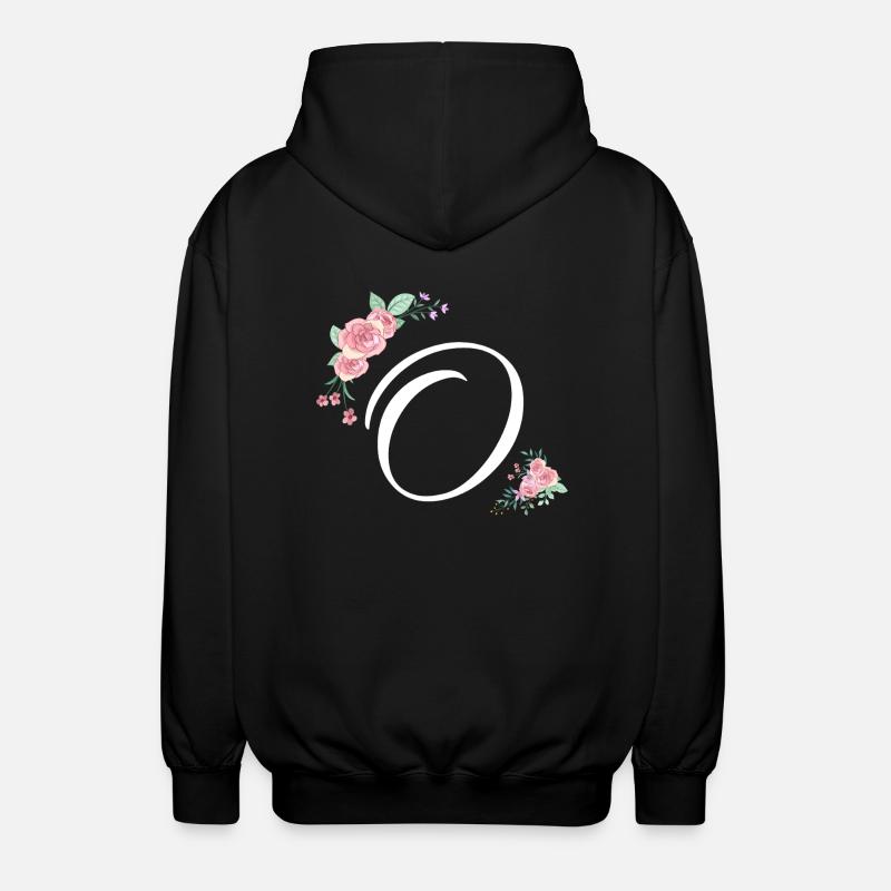 Lettre o fleurs - Veste à capuche unisexe - noir