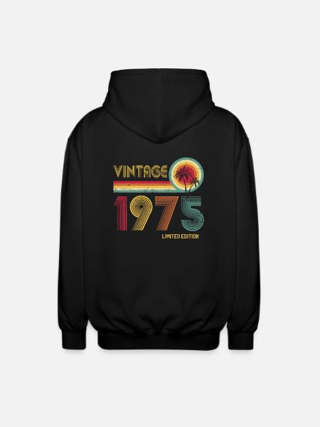 Vintage 1975 Limited Edition – Retro Sunset 50th - Unisex Hooded Jacket - black