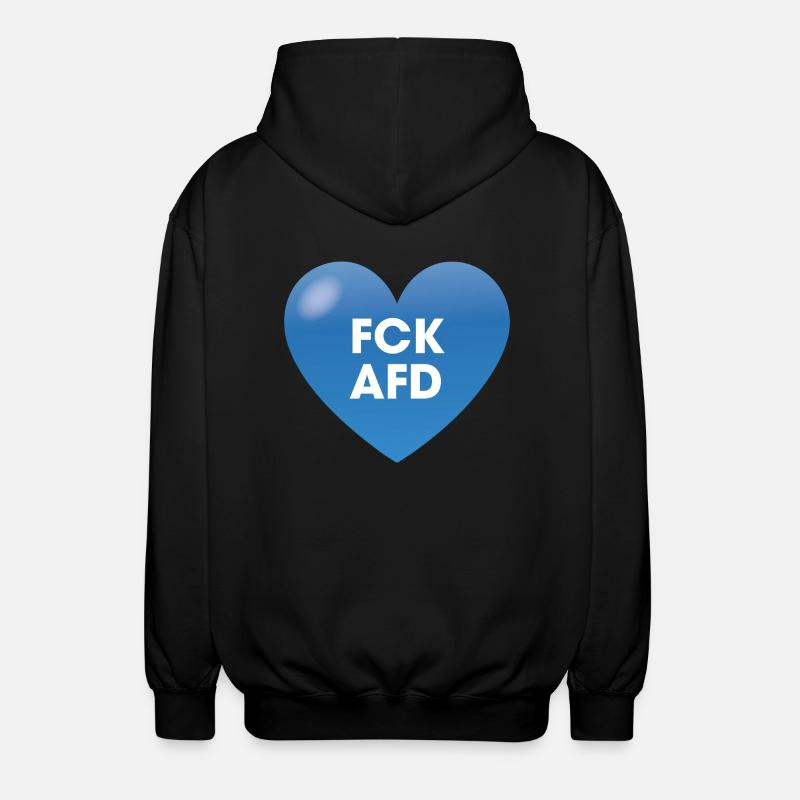 FCK AFD Herz Blau - Unisex Kapuzenjacke - Schwarz