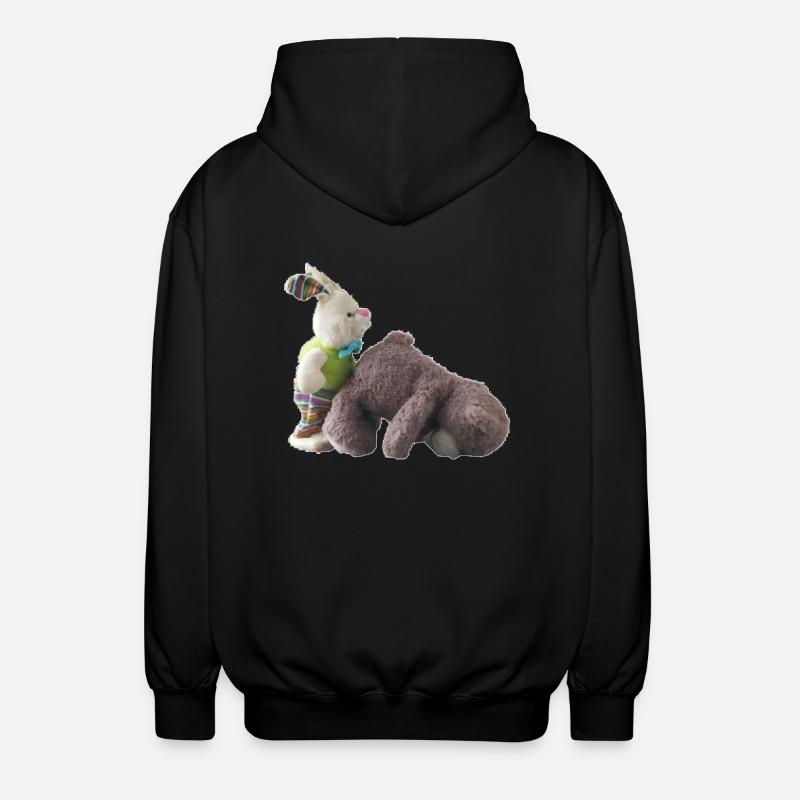 Teddy Bear Bunny - Unisex Hooded Jacket - black