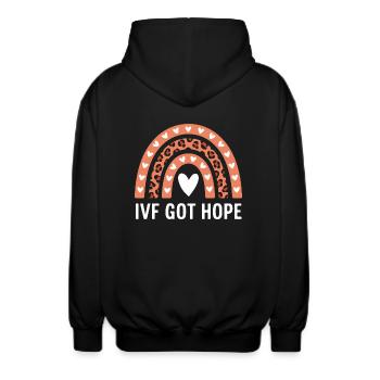 IVF – Nie die Hoffnung verlieren - Unisex Kapuzenjacke - Schwarz - Hinten - AI Model Male 185 light (185cm)