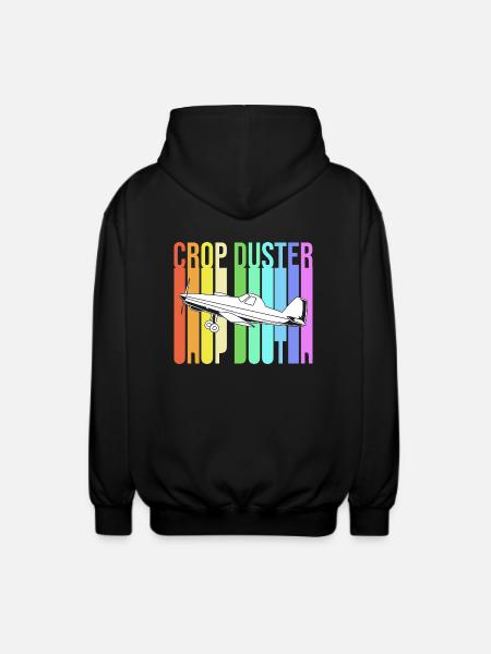 Crop Duster Airplane Pilot Gift - Unisex Hooded Jacket - black