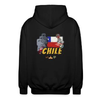 Chile Vintage Osterinsel Statuen mit Fahne Alpaka - Unisex Kapuzenjacke - Schwarz - Hinten - AI Model Male 185 light (185cm)