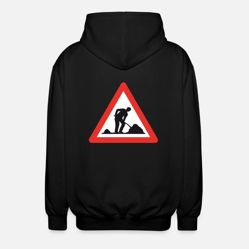 Caution road work! - Unisex Hooded Jacket - black