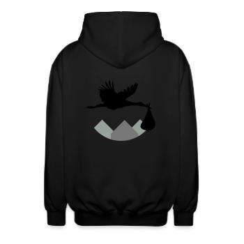 Stork & Baby (Vector) - Unisex Kapuzenjacke - Schwarz - Hinten - AI Model Male 185 light (185cm)