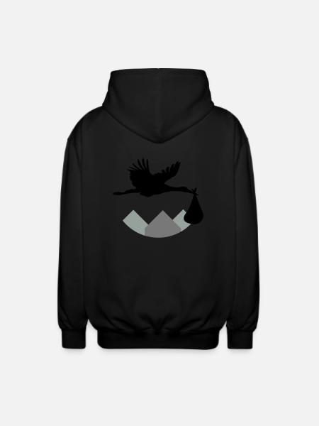 Stork & Baby (Vector) - Unisex Hooded Jacket - black