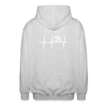 Herzschlag für große kunstvolle Elefanten - Unisex Kapuzenjacke - Hellgrau meliert - Hinten - AI Model Male 185 light (185cm)