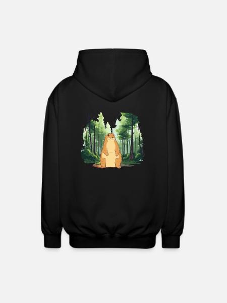 Strong groundhog nature landscape - Unisex Hooded Jacket - black