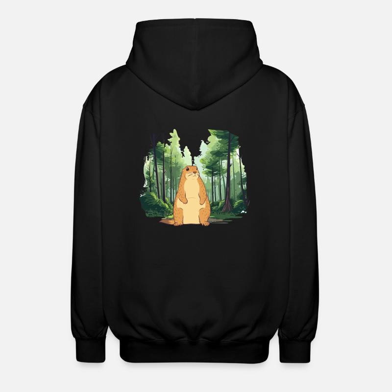 Starke Murmeltier-Naturlandschaft - Unisex Kapuzenjacke - Schwarz